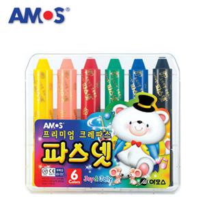 아모스 파스넷 6색 6개입/부드러운 크레파스/그림물감/수채화효과/파스텔효과/크레용