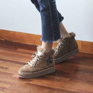 천연소가죽 폭스 퍼 하이탑 슬립온 WAT-568-305PE