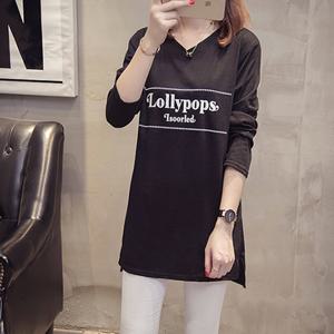 [유니제이] 루지 롤리팝 레터링 브이넥 티셔츠 U0GTS2537