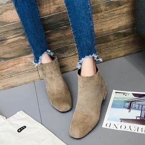 NAM 카키색 앵클부츠 스웨이드 낮은굽 구두 가을신발