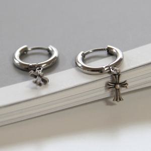 제이로렌 06M02720 십자가 써지컬스틸 원터치귀걸이