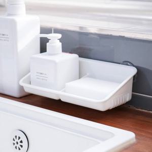 창신리빙 스트롱흡착 두칸수납대 비누거치대