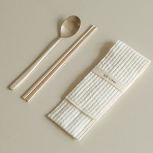 놋담 방짜유기 유기수저 1인 누빔 수저집 포함