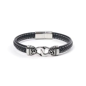 [Jbans]스티치가죽 앤틱 써지컬스틸 커플팔찌 (C2101-AC701_SV)