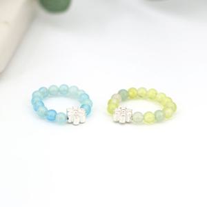 SG-R001-아게이트4mm+실버 925 꽃 패션 원석 링 비즈 은 반지