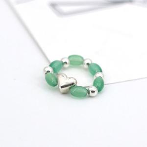 SG-R007-타원칼세도니 4mm+실버 925 하트 원석 링 비즈 은 반지
