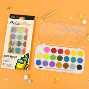 어몽어스 21색 붓 팔레트 고형 물감 세트 미술 준비물