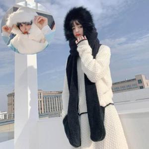 [시스터즈] 머플러 라쿤 후드 여성 겨울 목도리 스카프