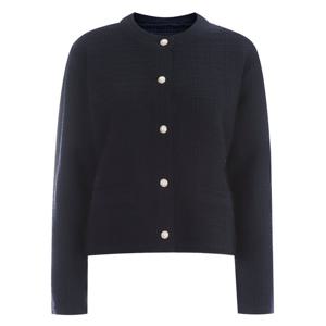 국산 여성 라운드 단추 봄 니트 가디건 BOM-WJK-11806-네이비