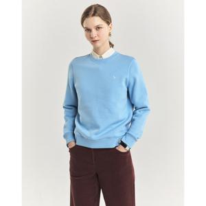 헤지스 여성 24FW 기모 스카이블루 로고자수 맨투맨 티셔츠 HSTS4D901B1