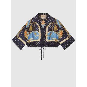 라프리마 구찌 폴카 도트 크롭 실크 셔츠 744796 ZANUR 4717