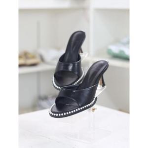 바이로쏘 세이브존03 슬림 미들힐 구슬 포인트 6cm 뮬 샌들 SAV(BY)24S11637BE1W