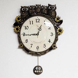 아트박스/마지우 해바라기부엉이가족 추벽시계 (황동골드)
