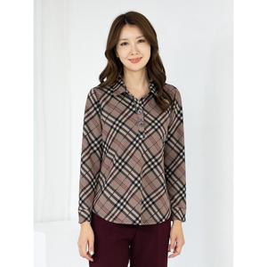 [모슬린]엄마옷 카라 체크 긴팔 티셔츠 509FGH105 마담/중년여성