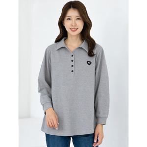 [모슬린]엄마옷 카라 무지 면 긴팔티셔츠 509FGH056 마담/중년여