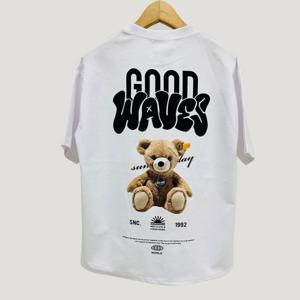 [리빌모아]남자 곰돌 반팔티 티셔츠 RB-TSH-Q014-화이트