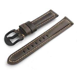 YLZ1LBK-22mm 빈티지 가죽 손목시계 스트랩 끈 밴드