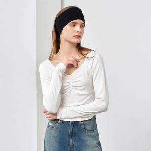 WOMAN 하트넥 셔링 롱슬리브 티 [WHITE] / WBE1L01506