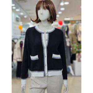 [아날도바시니]투톤 라운드배색 포켓 가디건 AY02KC30S