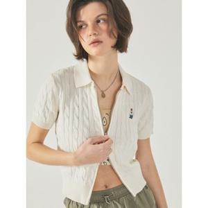 [후아유]여성 Steve Cable Short Sleeve Zip-up Cardigan WHCKF2431F