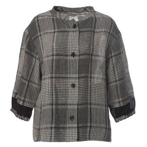 [안지크]블랙체크린넨셔츠 AJ2BL5190