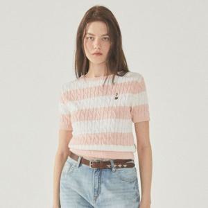 [후아유]여성 Steve Round neck Melange Cable Sweater WHKAF3701F