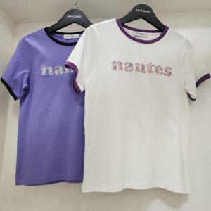 뱅뱅 HC15 뱅뱅 여름 여성  립배색 나염 스티치 면 반팔 티셔츠 CTL321