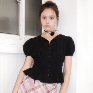 WOMAN 플라워 셔링 퍼프 블라우스 [3COL] / WBE2L03524