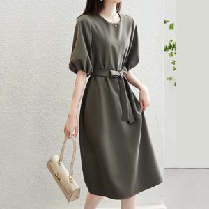 샵앤) 여성 허리 스트랩 5부 반팔 미디 롱 원피스 WDM-WDR-KSS9721