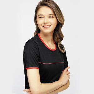 샵앤) 여성 배색 라운드넥 쿨링 반팔 골프 티 SC-WSH-G0048