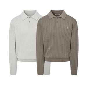 [헤지스] 남성 쿨코튼 케이블 카라 니트 HZSW5F253