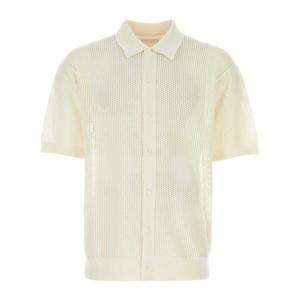 프라다 화이트 실크 블렌드 반팔 셔츠 UMG321SOOO14HD F0009