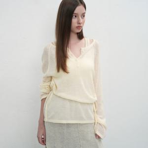 WOMAN 울 시스루 헨리넥 풀오버 [CREAM] / WBE3L05506