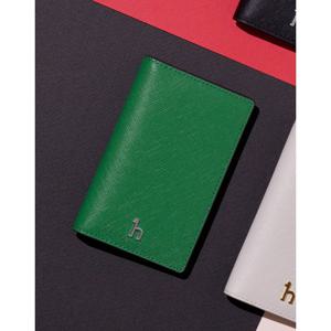 [헤지스/선물포장]그린 단색 소가죽 카드지갑HIHO5F136E2