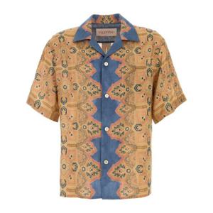 발렌티노 프린트 리넨 캠프 칼라 반팔 셔츠 6V3AA111AMW QQ4