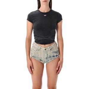 디젤   반팔 티셔츠 FW25 A195200KIBY02A 6239928 BLACK WASHED