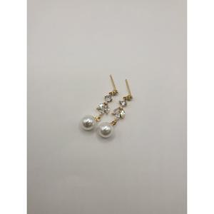 [스텔라앤로라]여성귀걸이 특수큐빅 은침 진주 귀걸이 18K도금 SAR-134 골드