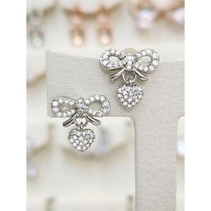 볼라레 세이브존03 큐빅리본 통통하트 은침귀걸이 2color AFASSS1571