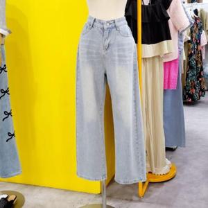 르피타 DP01 핑크리본 자수 와이드 청바지 L245UJE801