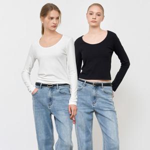 WOMAN 슬림 U넥 롱 슬리브 티 [2COL] / WBE1L01504