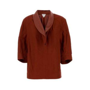 보테가베네타 여성 버건디 Tiziano 비스코스 긴팔 블라우스 819975V3OZ0 6468