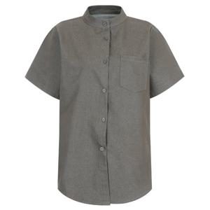 샵앤) 여성 스탠드업 칼라 반팔 앞포켓 블라우스 셔츠 EGG-WBL-20659-진그레이