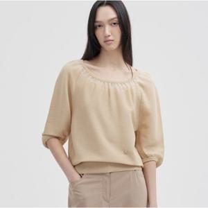 [쥬크]시스루 배색 셔링넥 니트 _Z252KSK024