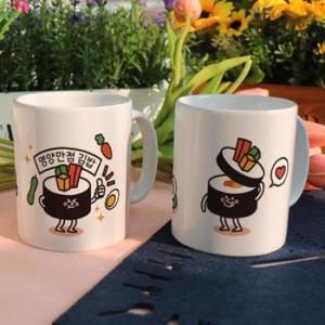 아트박스/꾸밈 pr233-디자인머그컵2p-김밥캐릭터