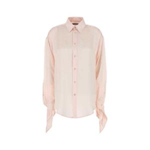 발렌시아가 여성 피치 Satin 새틴 긴팔 셔츠 830989TSN10 9505