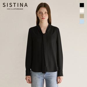 [SISTINA](~77) 셔링 타이넥 블라우스