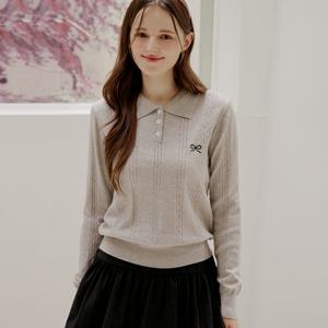 [포커스]리본 자수 카라 니트 PBBF5F1KT2101