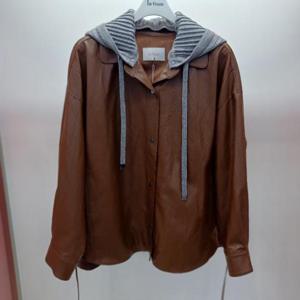 Latium HC06 스판 팔뚝품넉넉한 오버핏 라이더 레더 탈부착후드 점퍼형 가죽쟈켓 T2553jk01C