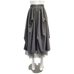 [페이지플린]밴딩 밑단 레이스 배색 롱 스커트 F5CSK008