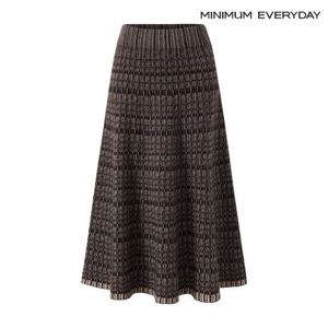 [미니멈][미니멈 에브리데이]체크 밴딩 플레어 니트 스커트 (EB4WH003D)